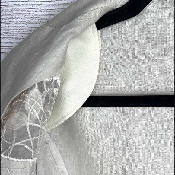PUNT ROMA Linen Embroidered Blazer, 3/4 length sleeves  EUR 38, US 6 - Picture 9 of 14